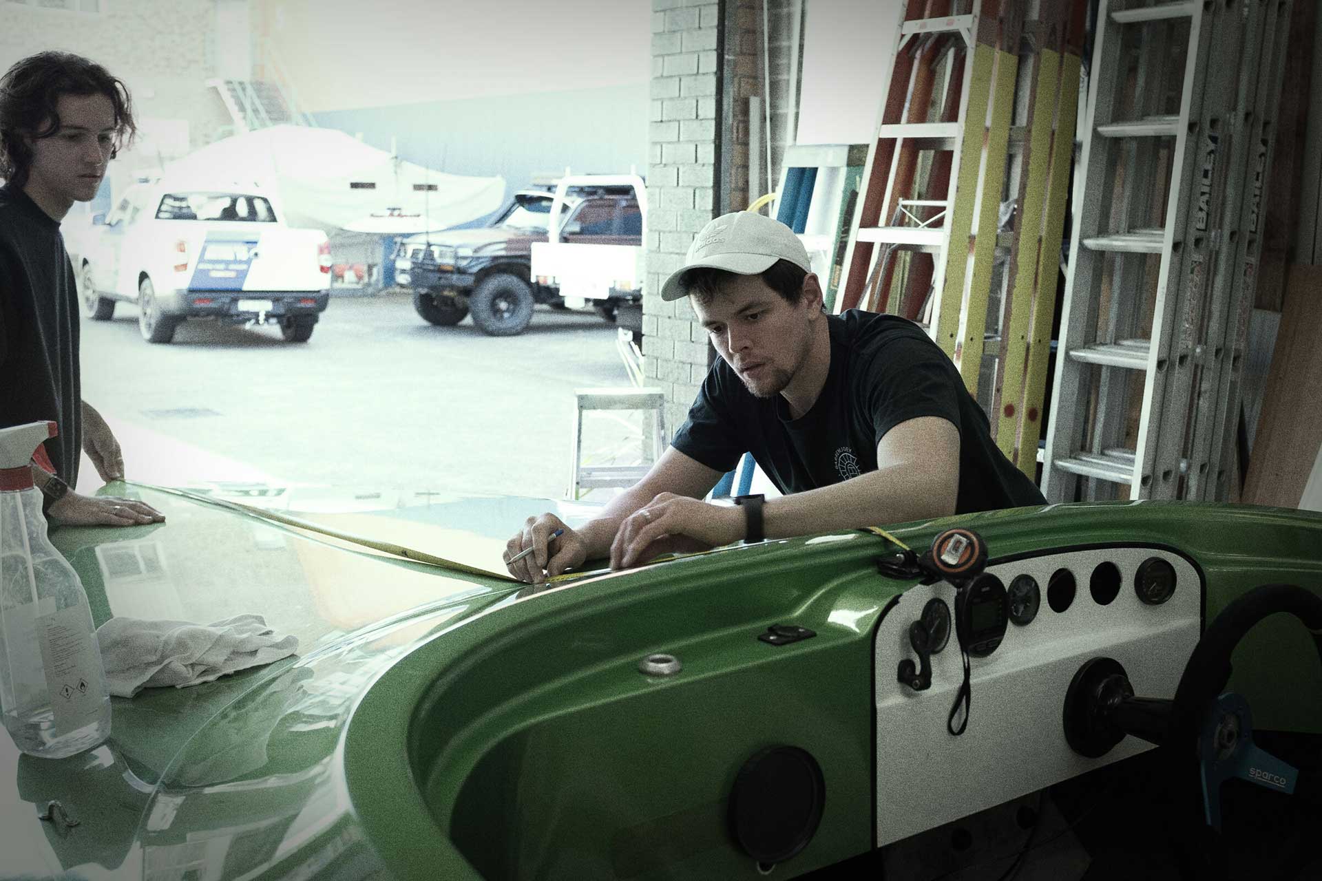 Vinyl application on classic car